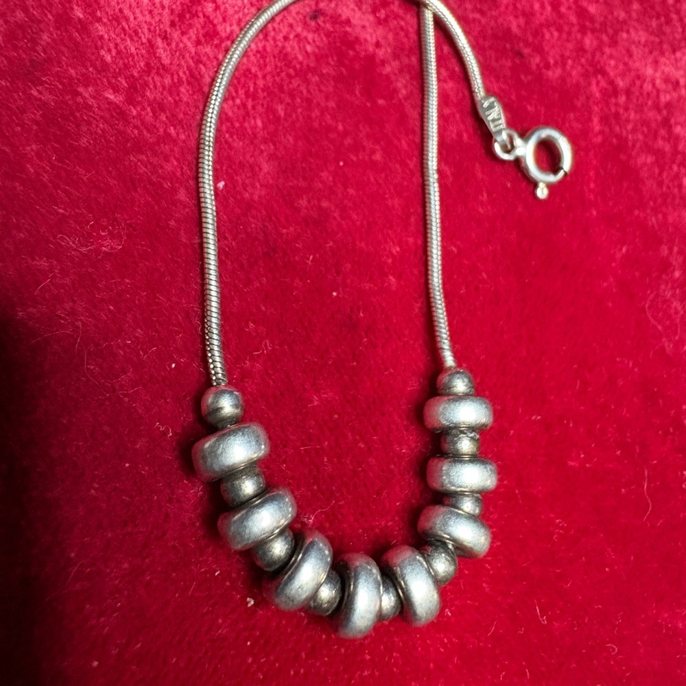 Bracelet Solid 925 Sterling Silver Beaded Snake Chain Lobster Clasp